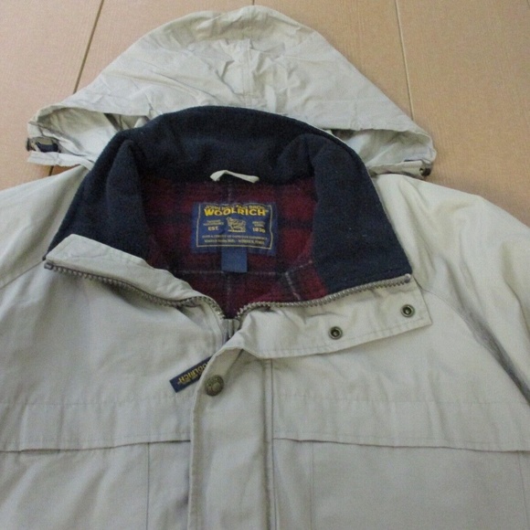 Woolrich Hooded Parka Storm Coat Jacket Khaki Tan Mens Size L - Picture 8 of 12